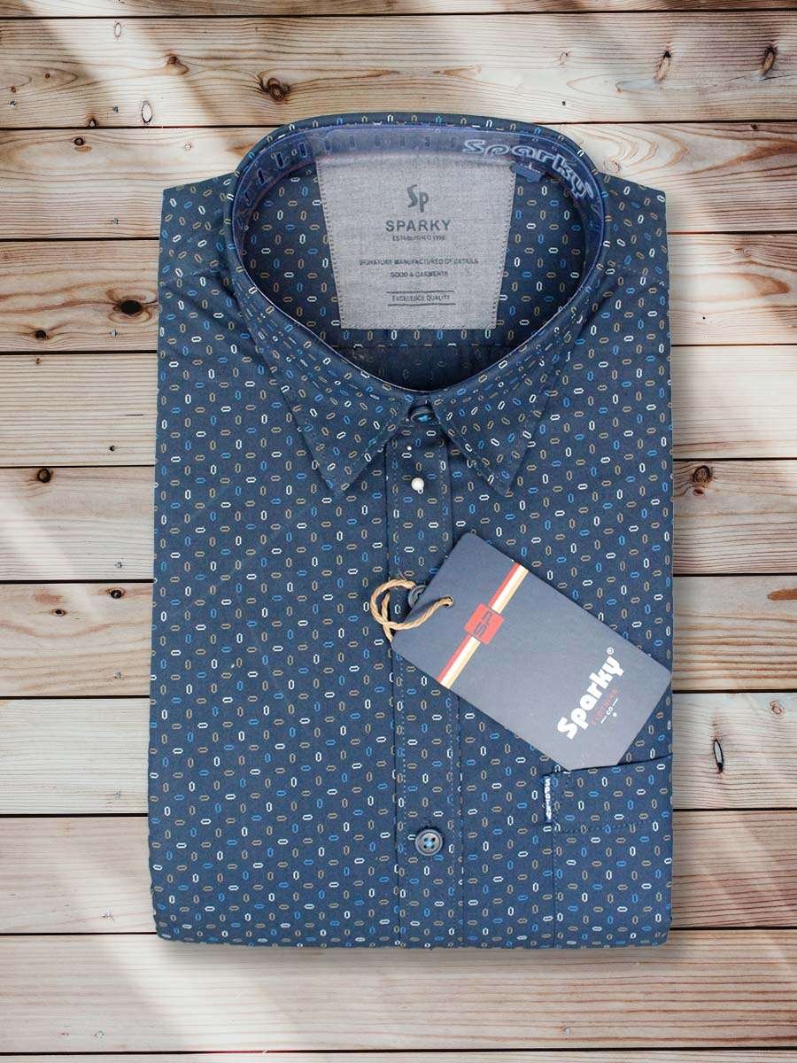 Medium Dark Blue Printed Shirt (1)