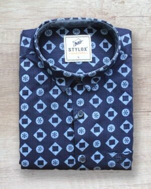Navy Blue Printed Shirt (2)
