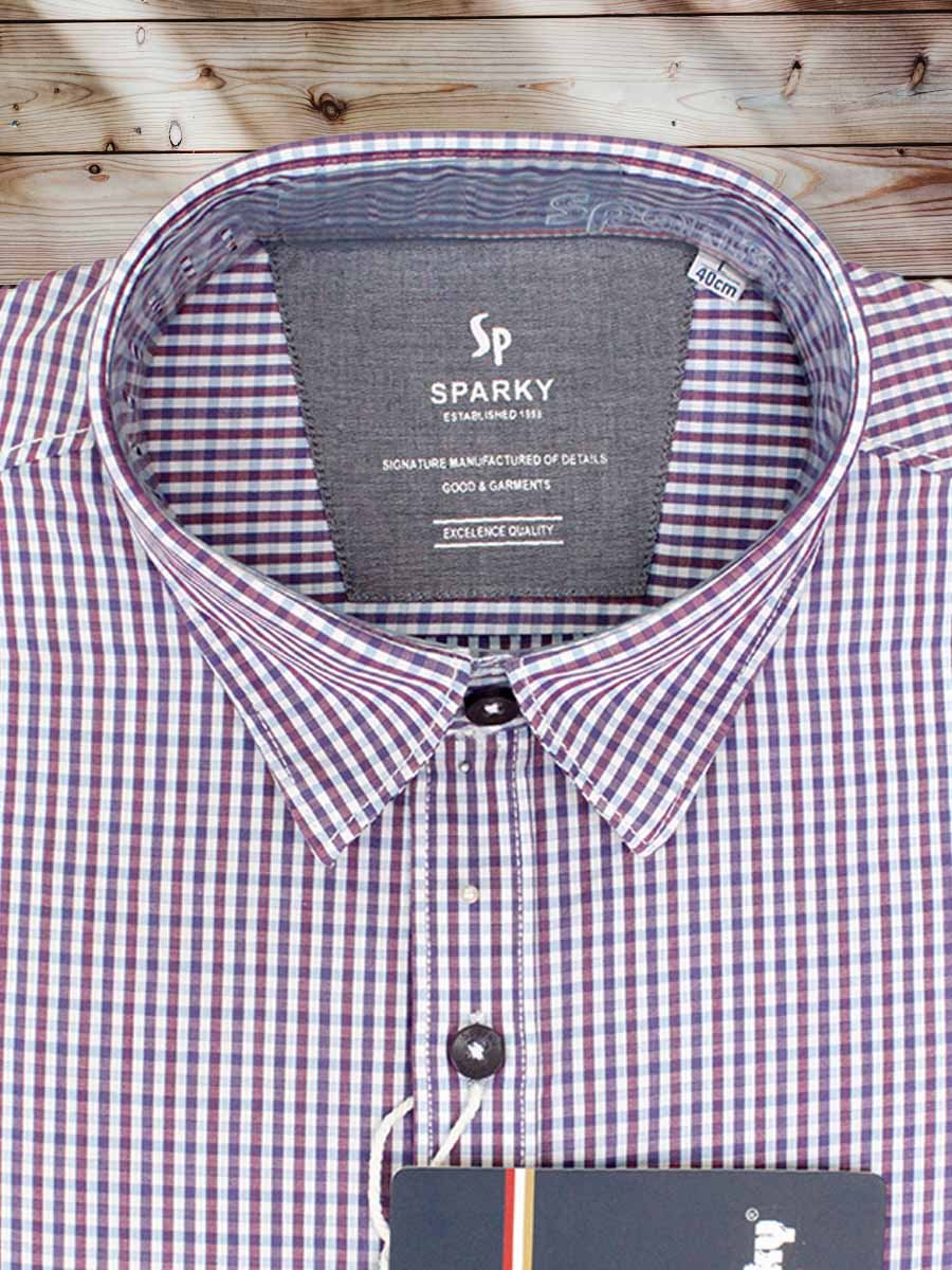 Men's Regular Fit Purple White Micro Checks Shirt. - Image 2