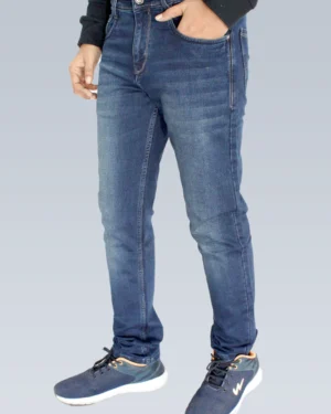 Men's Relaxed Fit Dark Navy Blue Shaded Jeans