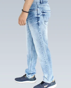 Men's Comfort Fit Mid Rise Cerulean Frost Blue Jeans.