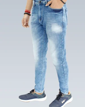 Men's Slim Fit Mid Rise Light Vista Blue Jeans.
