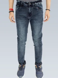 Men's Slim Fit Mid Rise Dark Gunmetal Gray Jeans.