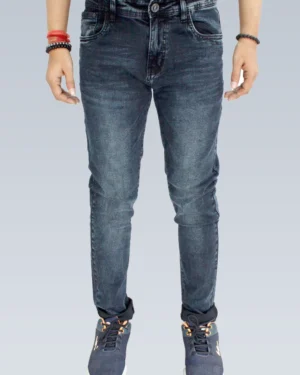 Men's Slim Fit Mid Rise Dark Gunmetal Gray Jeans.