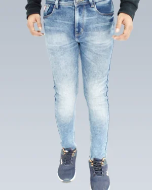 Men's Slim Fit Ankle Length Sky Blue Jeans.