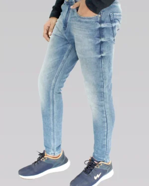 Men's Slim Fit Ankle Length Sky Blue Mid Rise Jeans.