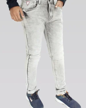 Men's Slim Fit Mid Rise Light Grey Jeans.