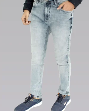 Men's Slim Fit Mid Rise Light Smoke Grey Jeans.